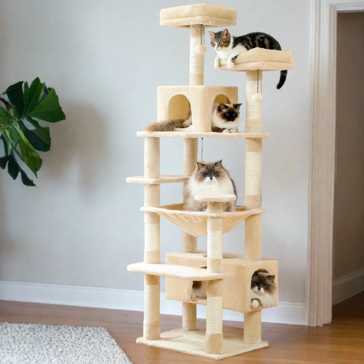 Extra Large Multi-Level Cat Tree Tower with Hammock & Condos