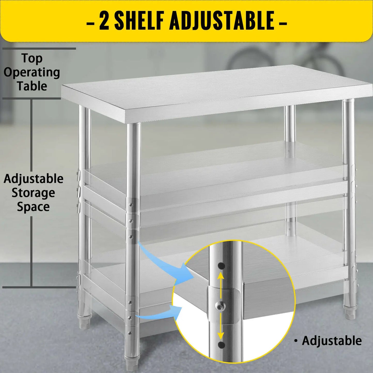 Stainless Steel Work Table with Storage: Commercial Grade