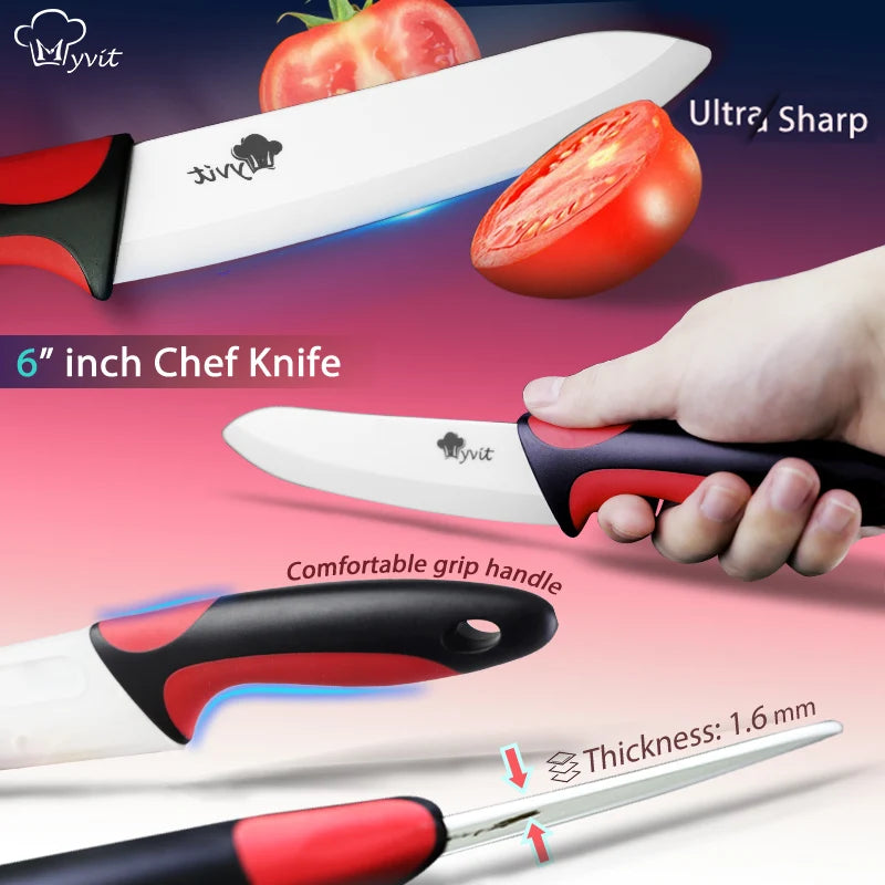 High-Quality Ceramic Chef Knives Set + Peeler