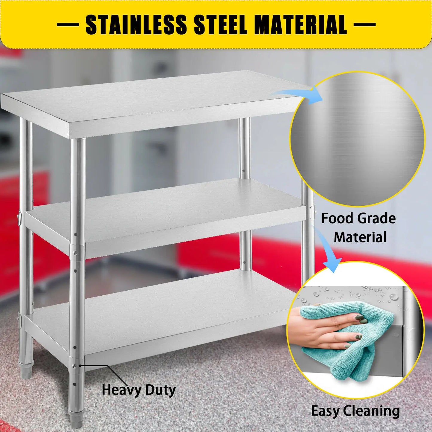 Stainless Steel Work Table with Storage: Commercial Grade