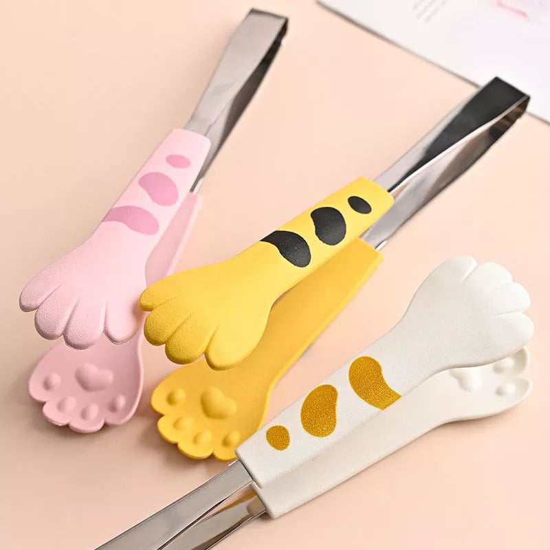 Whimsical Cat Paw Stainless Steel Food Tongs for Fun Meals and Barbecue Experiences