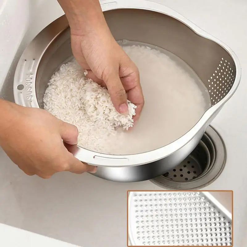 Stainless Steel Multi-Use Strainer Bowl: Wash, Drain, & Store