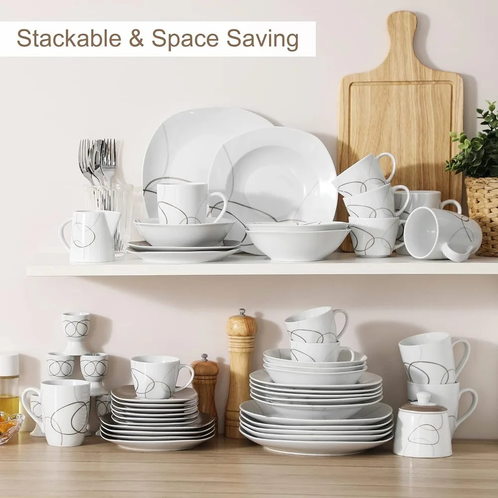 100-Piece Dinnerware Set for 6 - Microwave & Dishwasher Safe