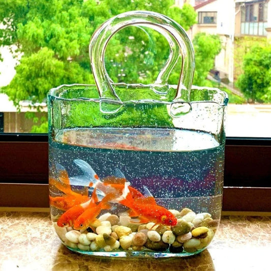 Glass Vase Tote Bag Fish Tank for Office and Home Decor