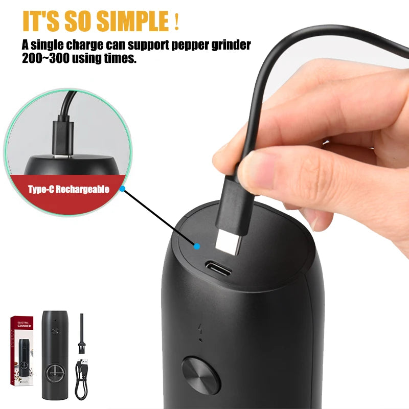 USB Pepper & Salt Grinder: Adjustable with LED