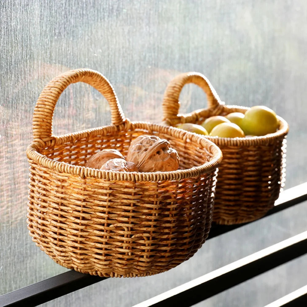 Hand-Woven Wicker Basket - Fruit & Home Organizer