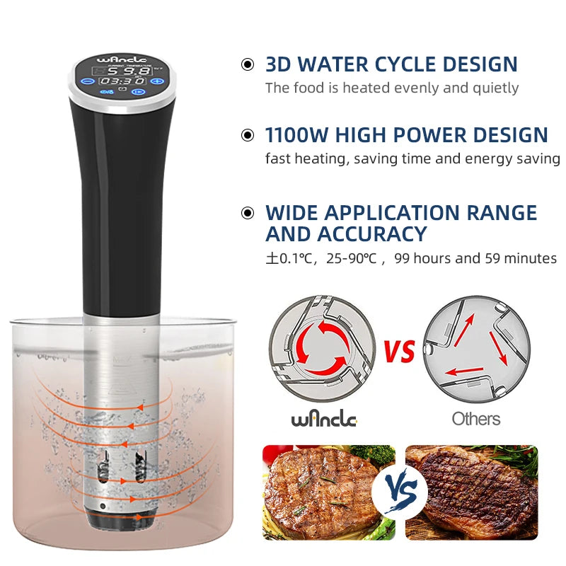 1100W Sous Vide Cooker LCD Touch Immersion Circulator