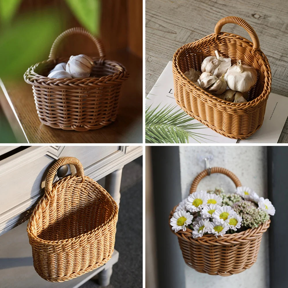 Hand-Woven Wicker Basket - Fruit & Home Organizer