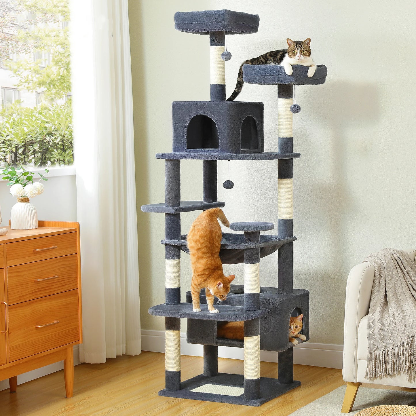 Luxury Cat Tree with Hammock & Scratcher