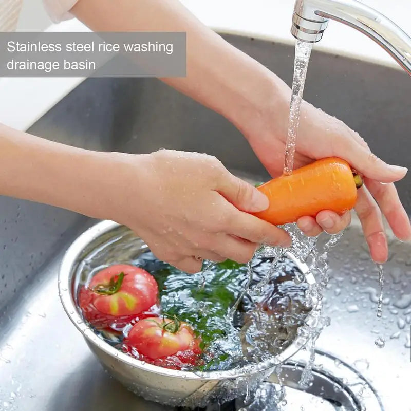 Stainless Steel Multi-Use Strainer Bowl: Wash, Drain, & Store