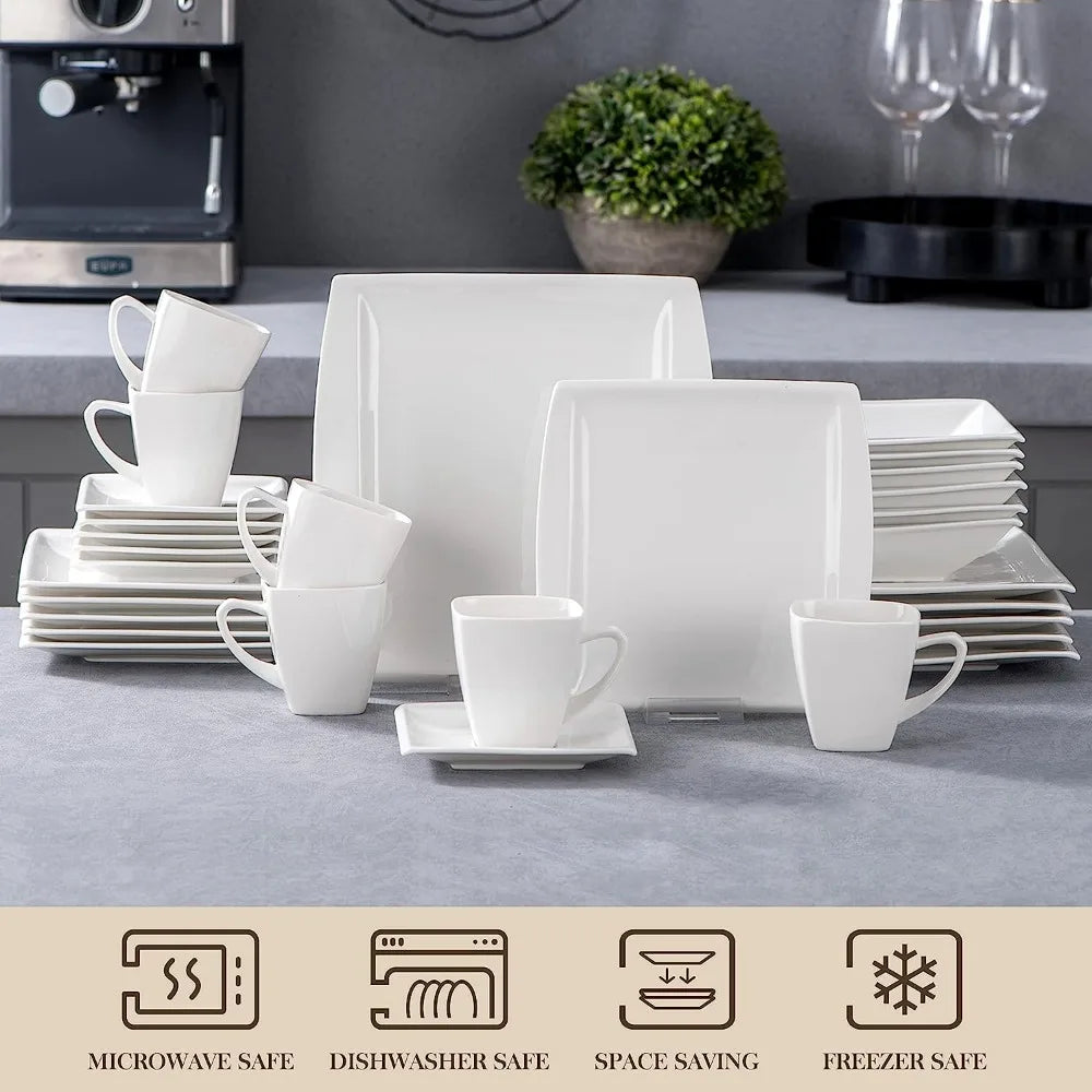 Square Porcelain Dinnerware Set