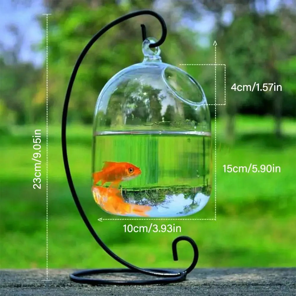 Round or Rectangle Hanging Glass Fish Tank with Rack