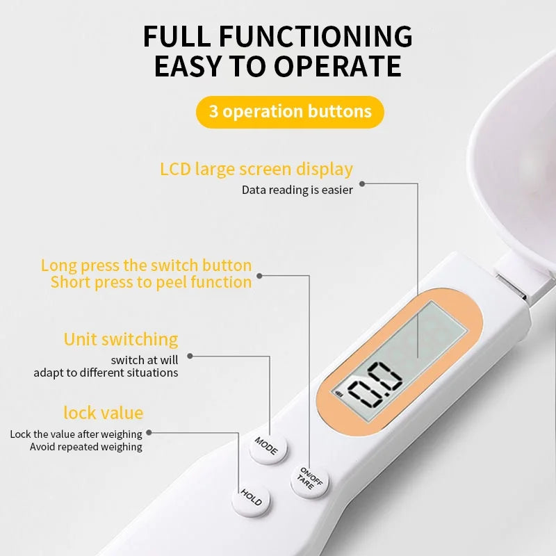 Precision Digital Kitchen Spoon Scale - LCD Display for Food & Coffee Measurement