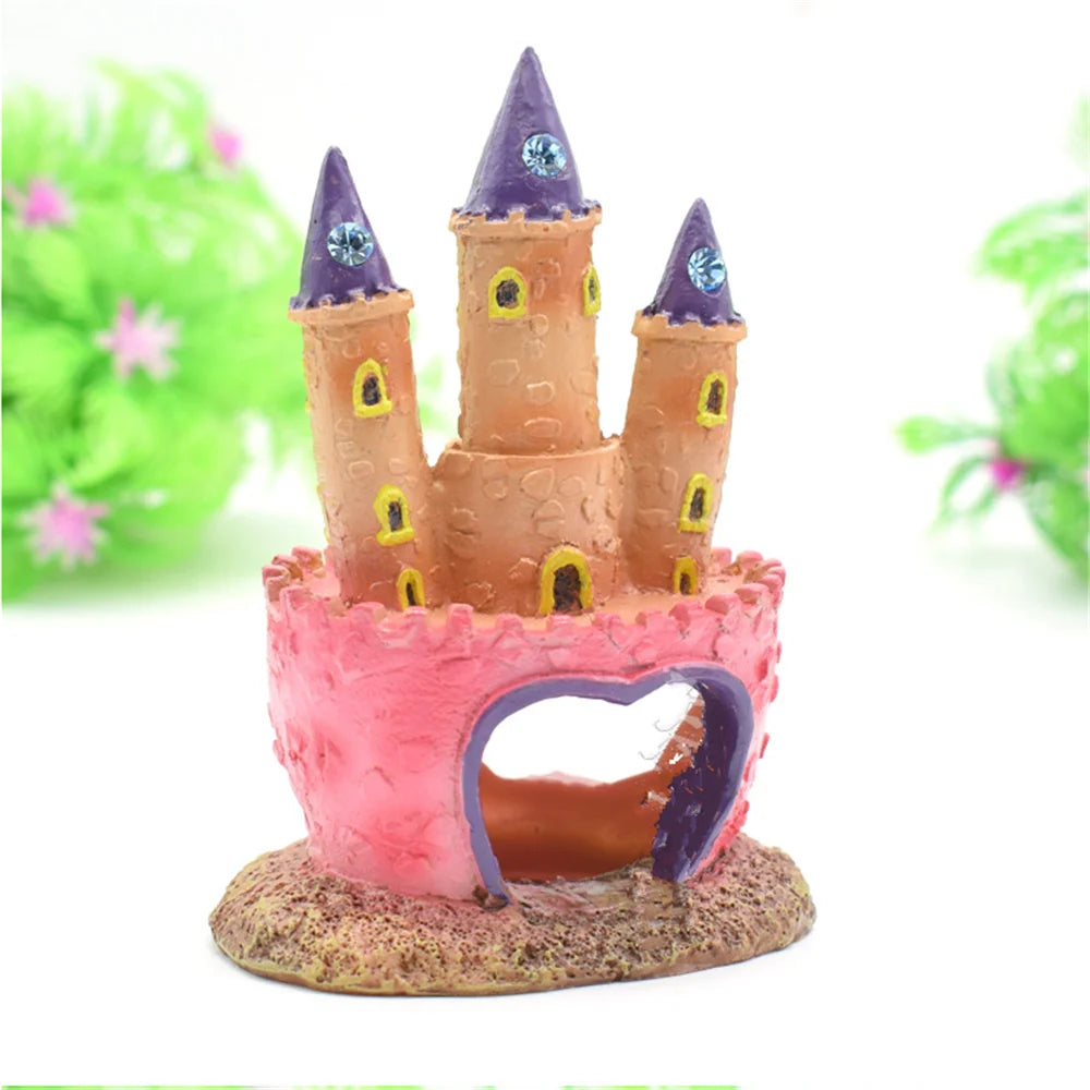 Cartoon Pink Princess Castle Aquariums Decorations