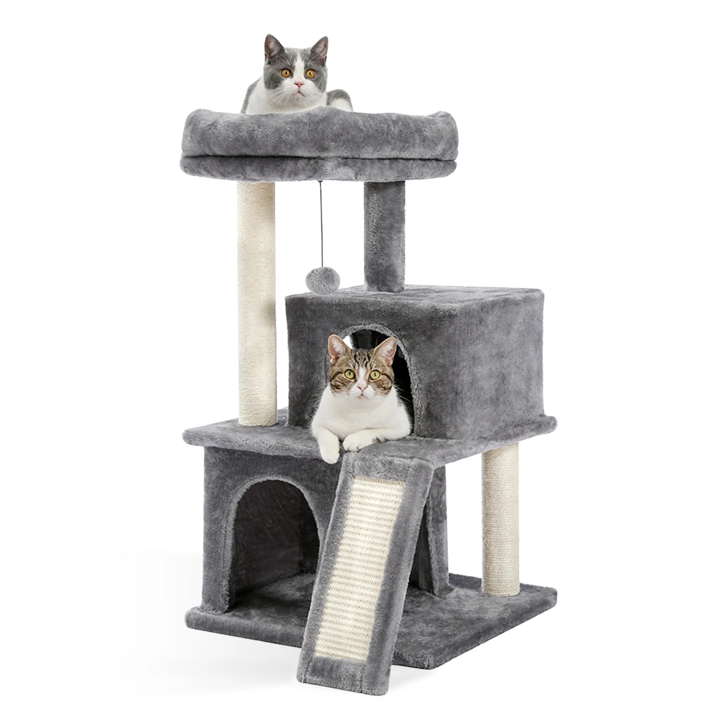 Double Condo Luxury Cat Tree with Hammock & Sisal Posts