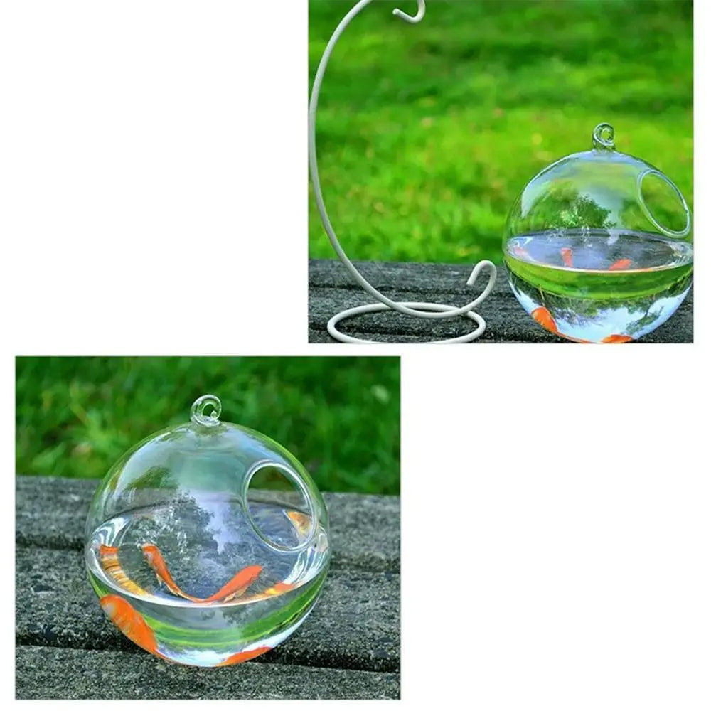 Round or Rectangle Hanging Glass Fish Tank with Rack