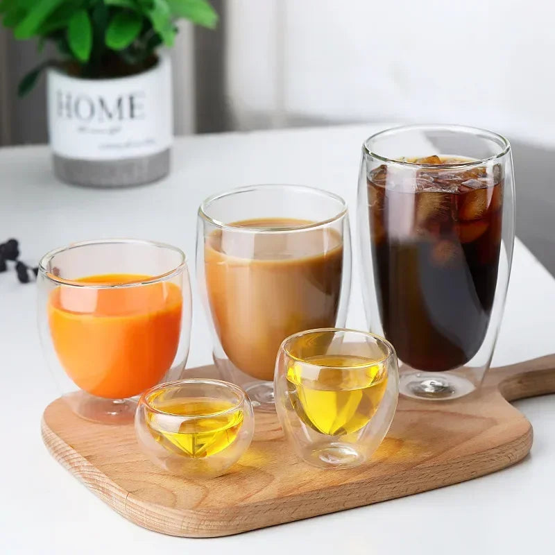 Double Wall Glass Mug Set