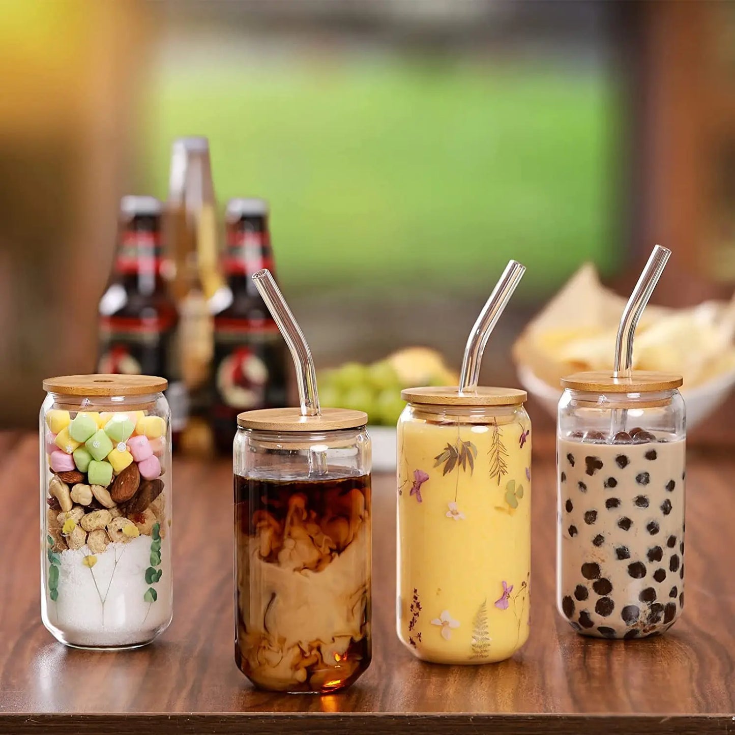 Glass Bubble Tea Cup Set