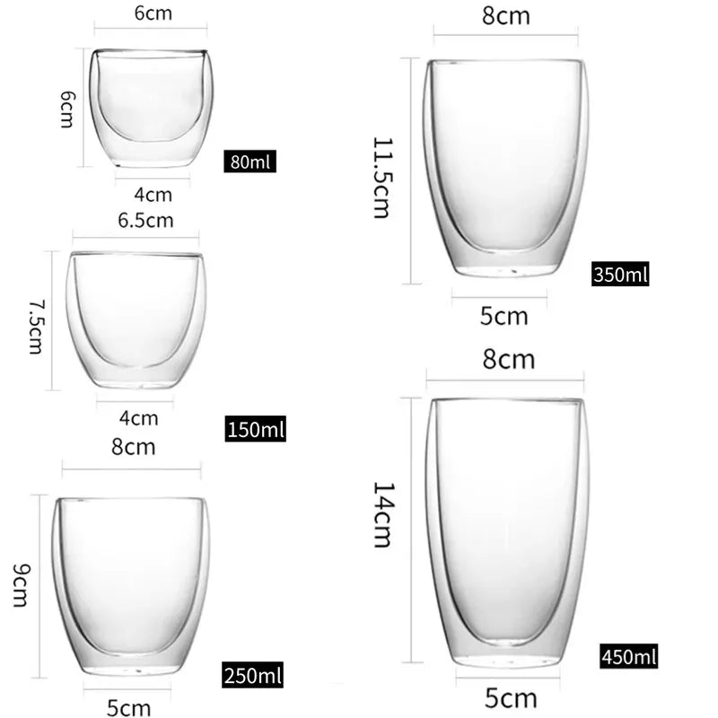 Insulated Double Wall Glass Mugs