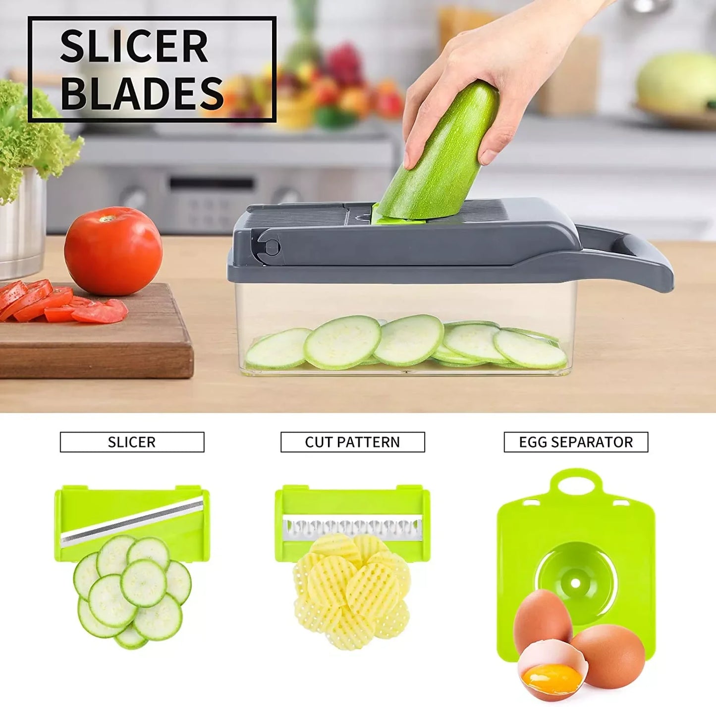 14-in-1 Vegetable Cutter Slicer & Basket - Kitchen Multi-Tool