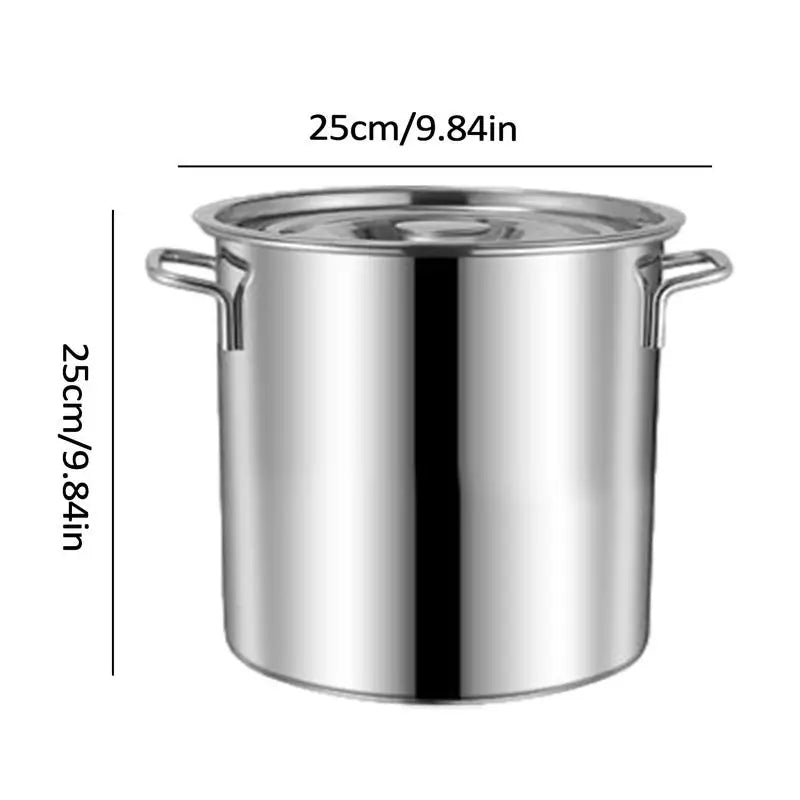 Stainless Steel Large Stock Pot with Lid - Soup & Sauce Kitchen Bucket