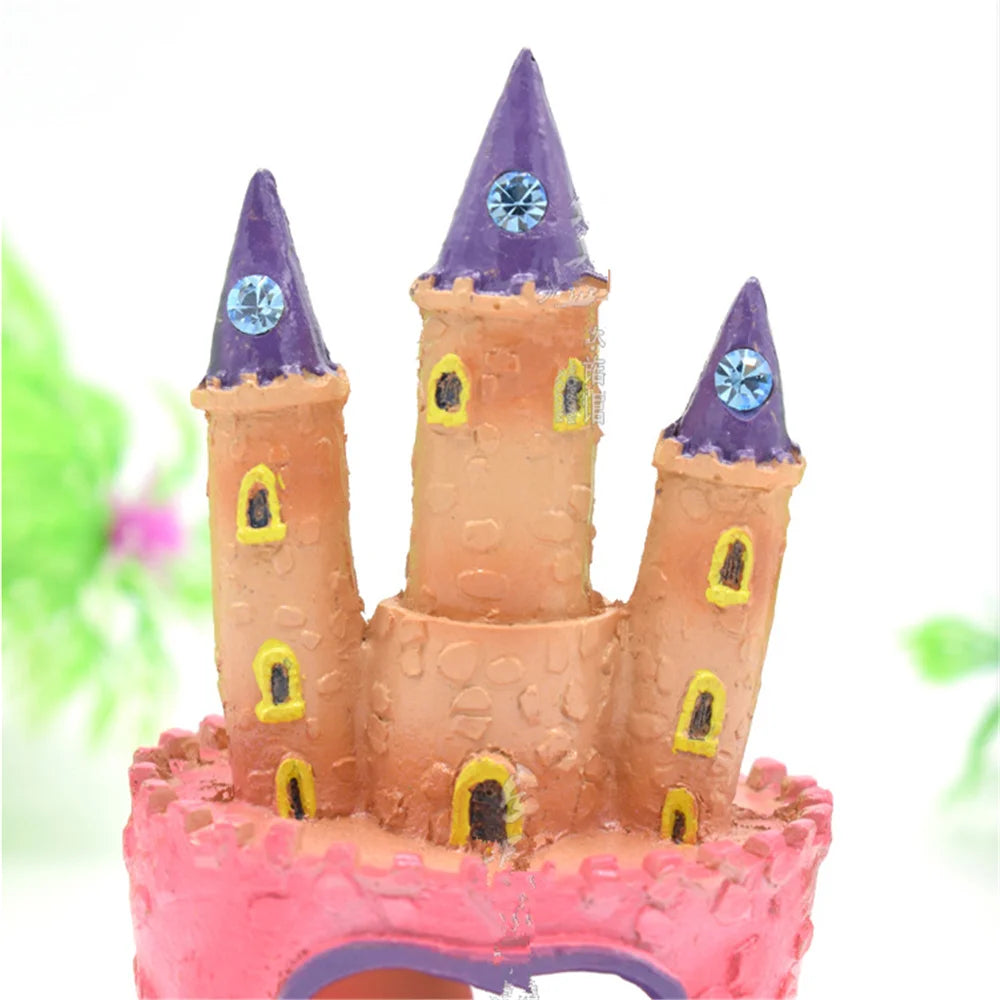 Cartoon Pink Princess Castle Aquariums Decorations