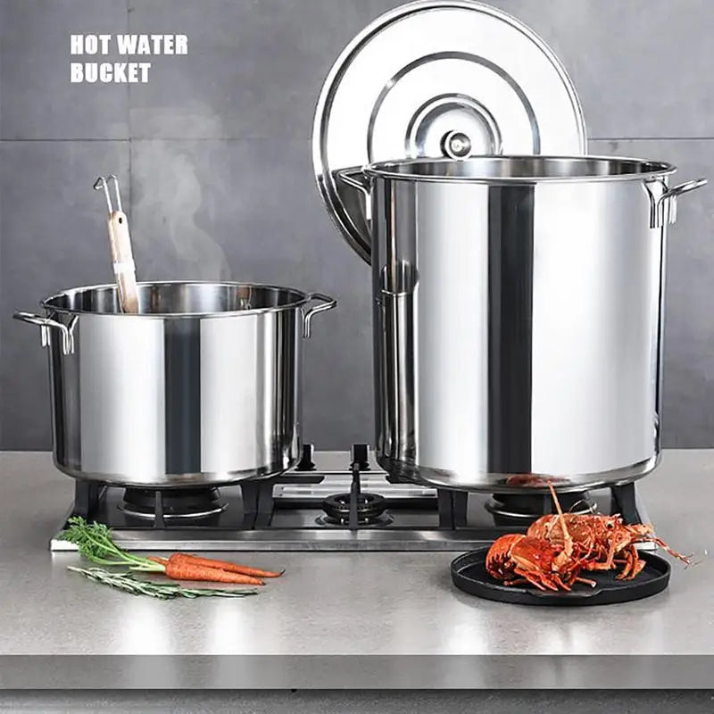 Stainless Steel Large Stock Pot with Lid - Soup & Sauce Kitchen Bucket