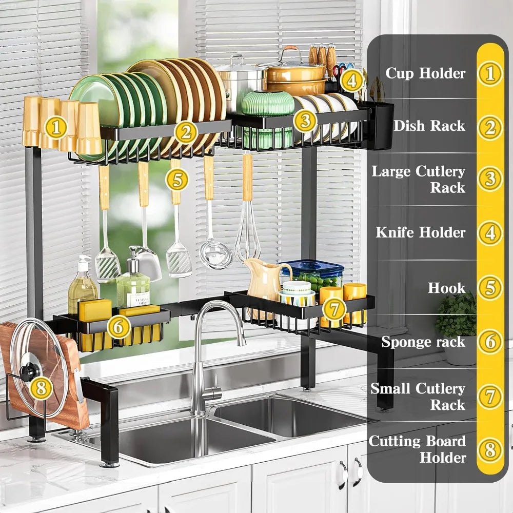 Adjustable Over-Sink Dish Rack - Easy Fit & Install for All Sink Sizes