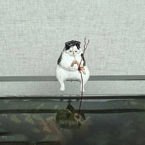 Fishing Cat Decor Fish Tank Landscape Ornament