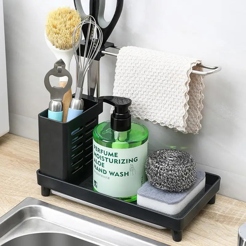 2-in-1 Sink Rack: Sponge & Towel Holder - Kitchen Organizer