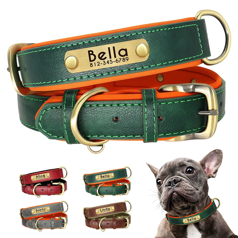 Customized Leather ID Nameplate Dog Collar