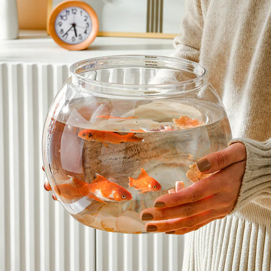 Decorative Round Plastic Fish Bowl: Goldfish Vase & Office Aquarium