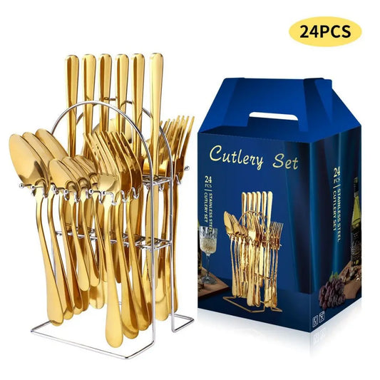 24pc Stainless Cutlery Set & Holder