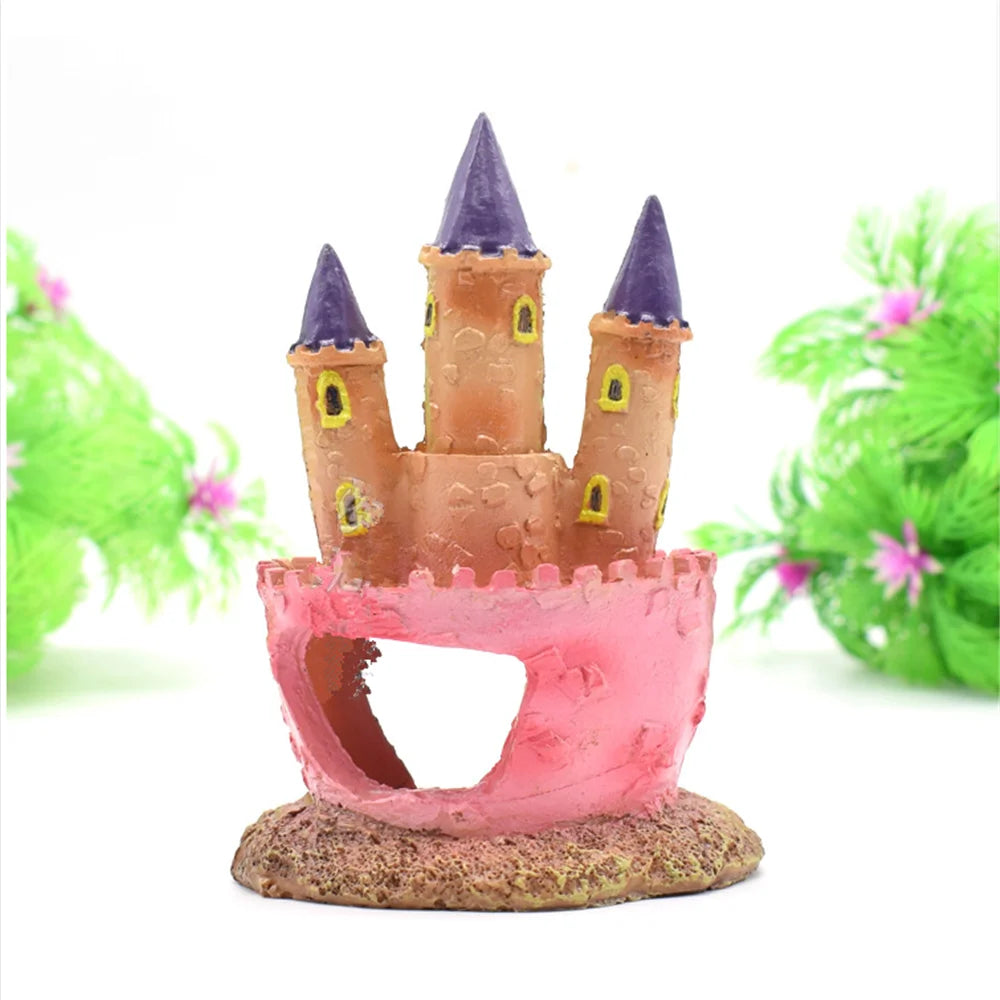 Cartoon Pink Princess Castle Aquariums Decorations