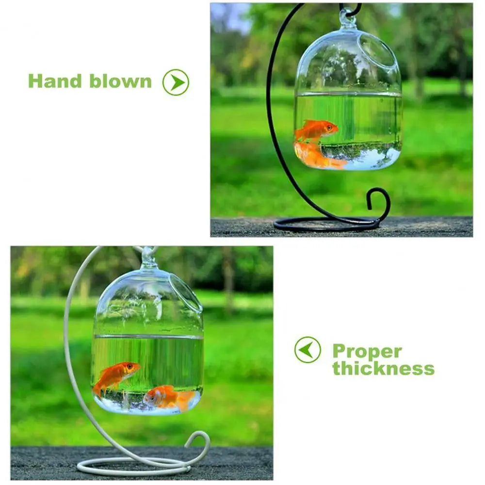 Round or Rectangle Hanging Glass Fish Tank with Rack