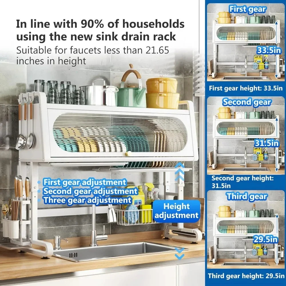 3-Tier Over Sink Dish Drying Rack - Large Kitchen Shelf