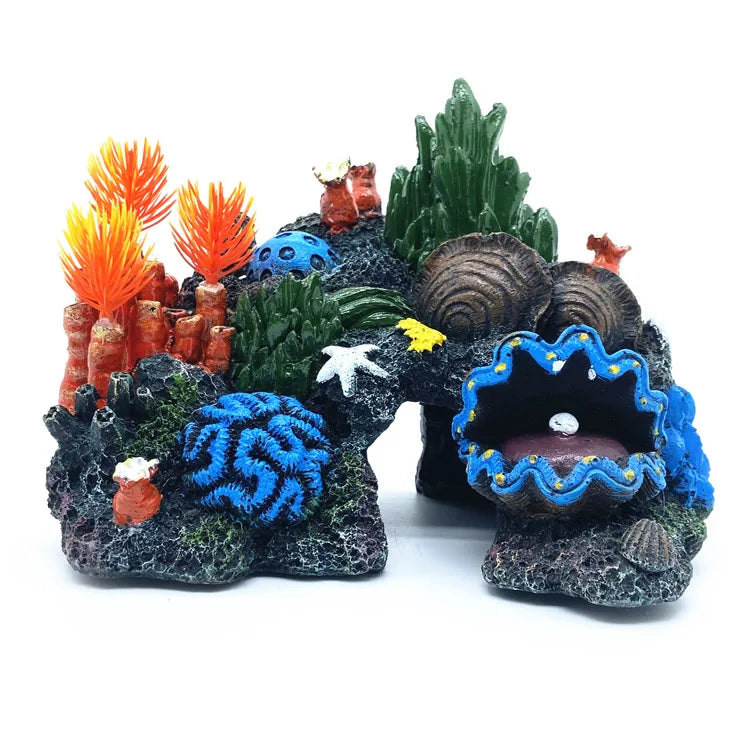 Fish Tank Coral Reef Island Resin Plant Mountain