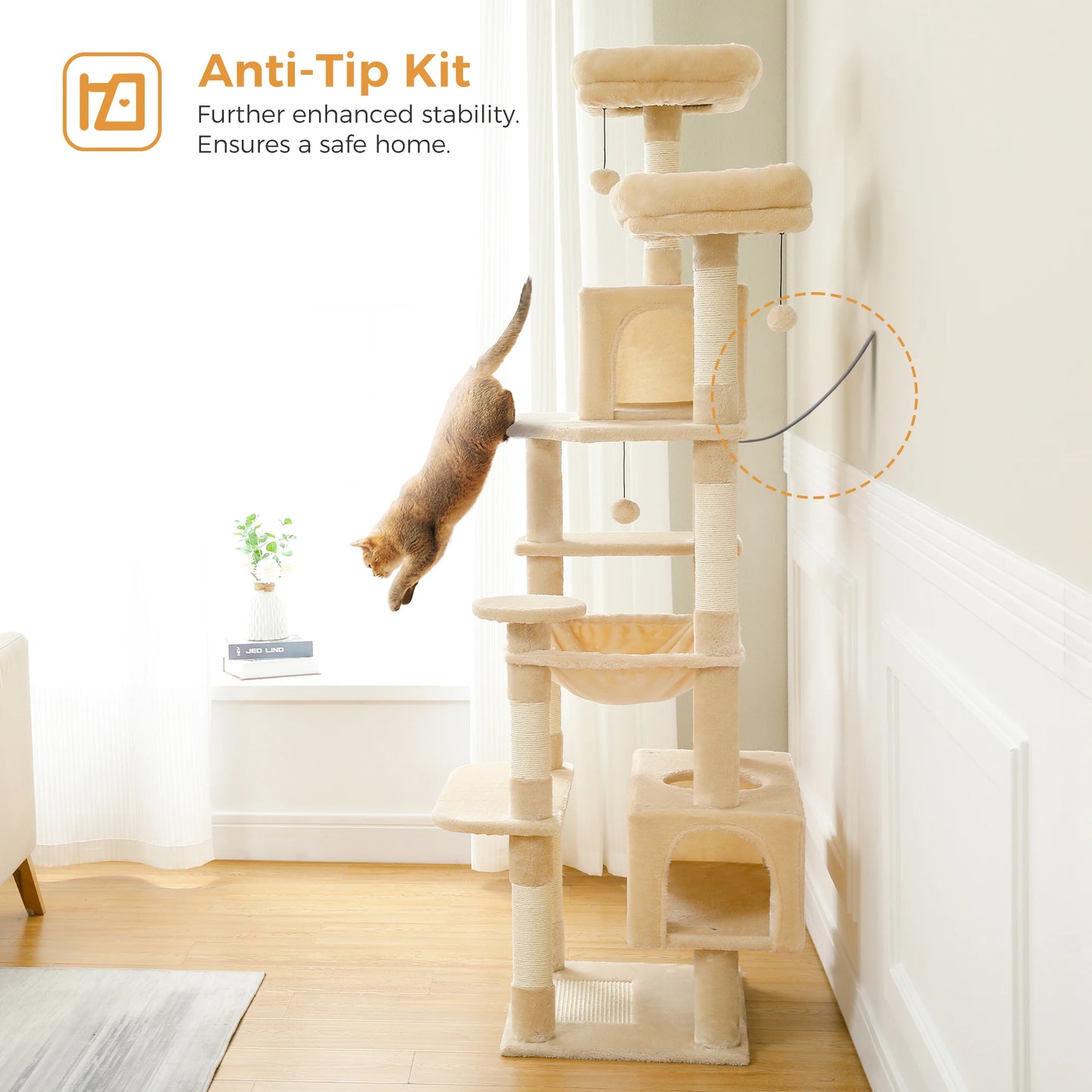 Luxury Cat Tree with Hammock & Scratcher