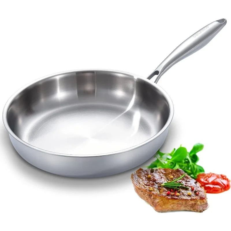 Tri-Ply Stainless Steel Frying Pan Set 8"/10"/12" - Kitchen Essentials