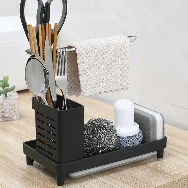 2-in-1 Sink Rack: Sponge & Towel Holder - Kitchen Organizer