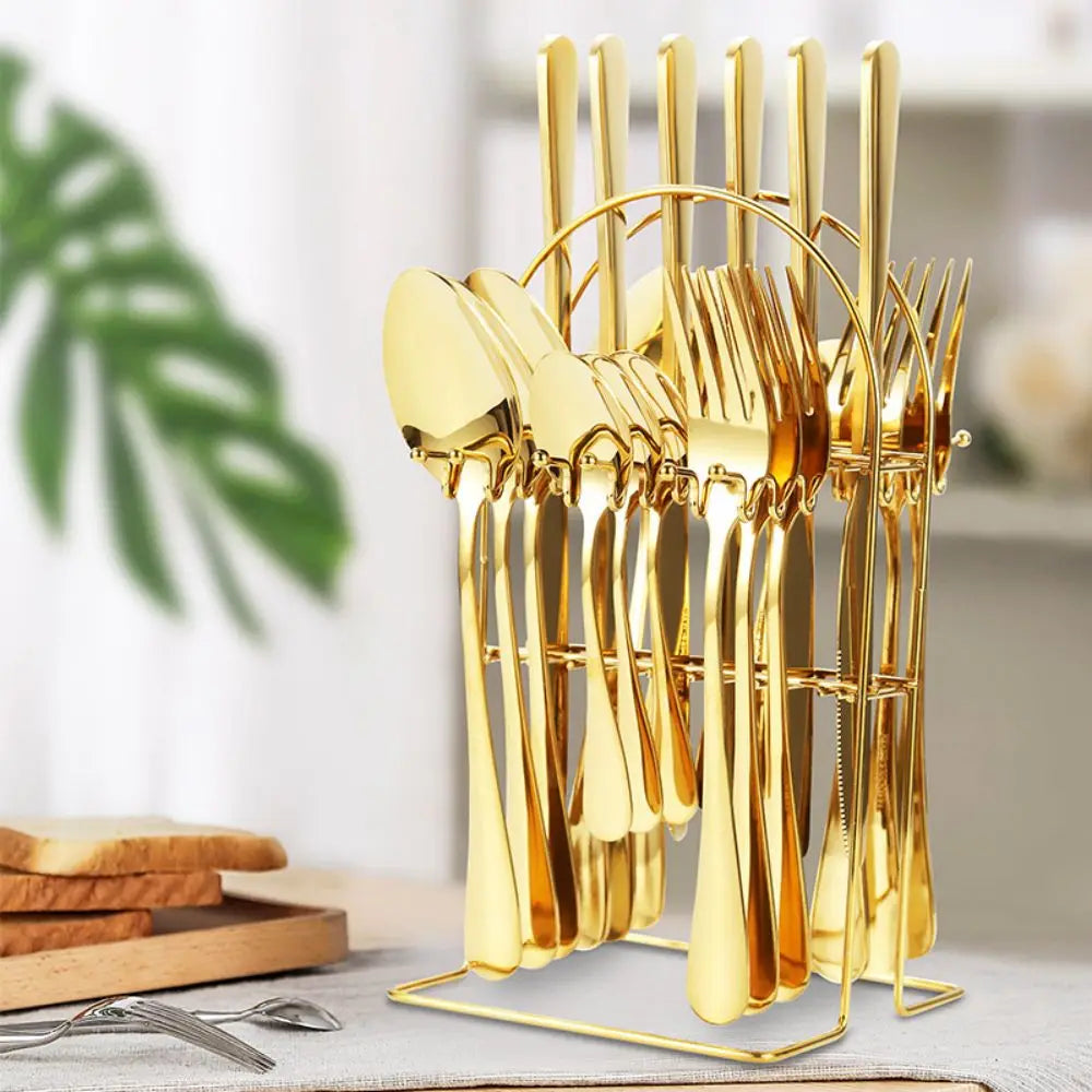 24pc Stainless Cutlery Set & Holder