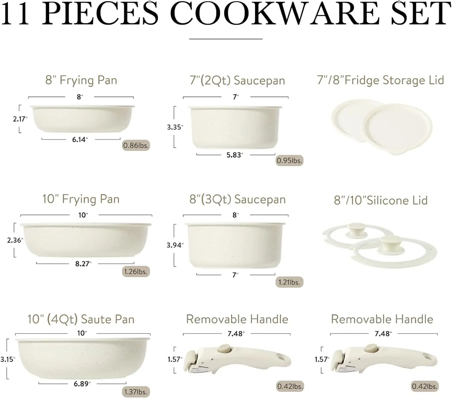 11-Pc Detachable Handle Cookware Set