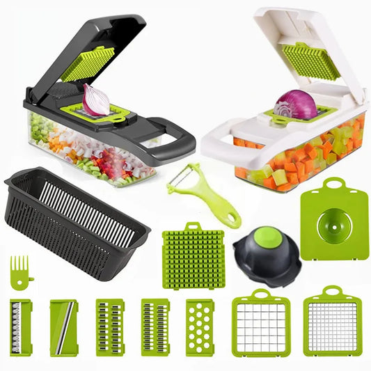 14-in-1 Vegetable Cutter Slicer & Basket - Kitchen Multi-Tool