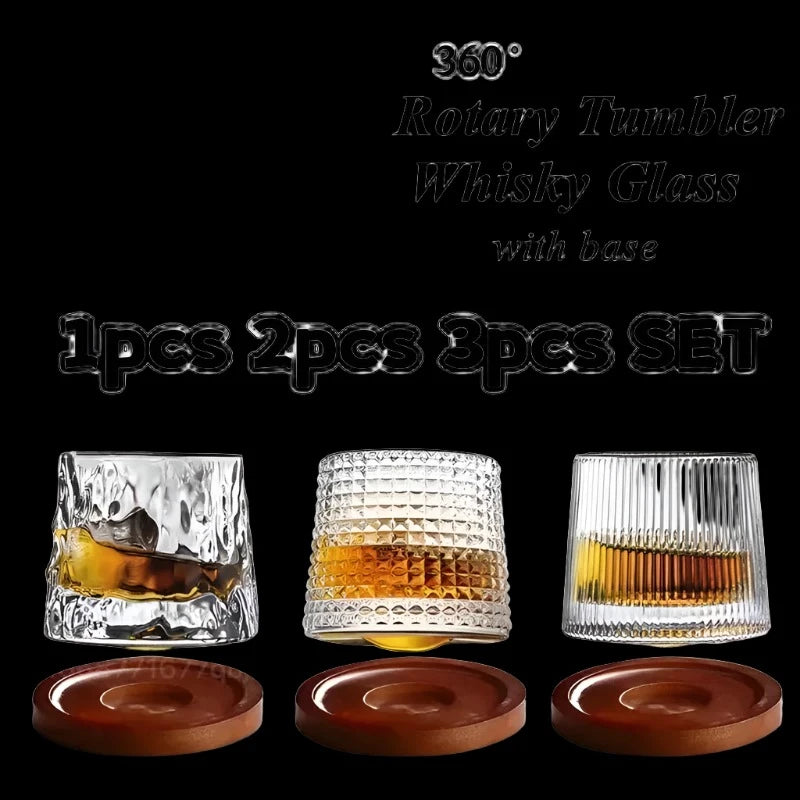 Spinning Whiskey Glass Tumbler Set