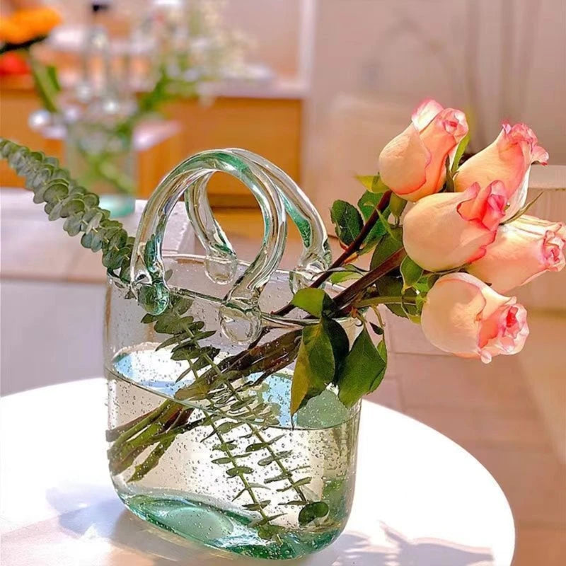 Glass Vase Tote Bag Fish Tank for Office and Home Decor