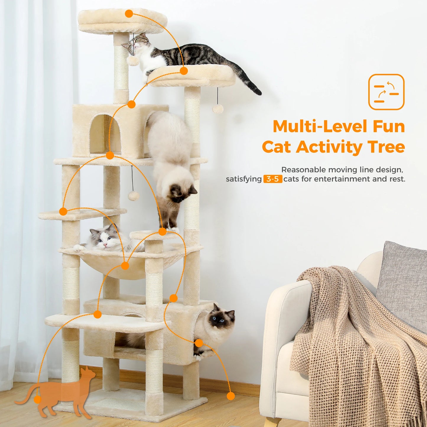 Luxury Cat Tree with Hammock & Scratcher