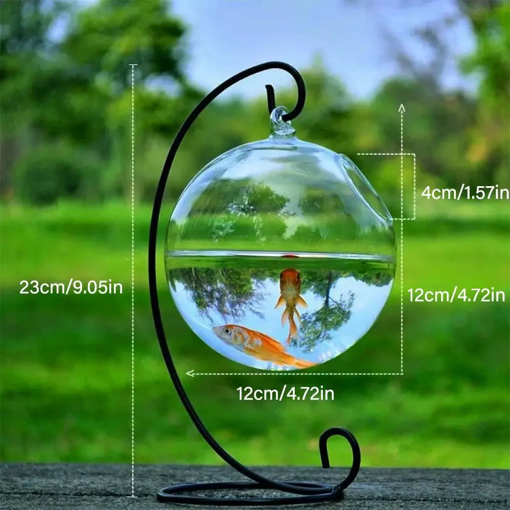 Round or Rectangle Hanging Glass Fish Tank with Rack