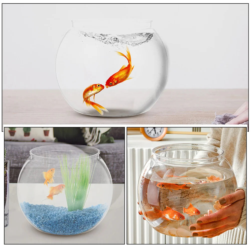 Decorative Round Plastic Fish Bowl: Goldfish Vase & Office Aquarium