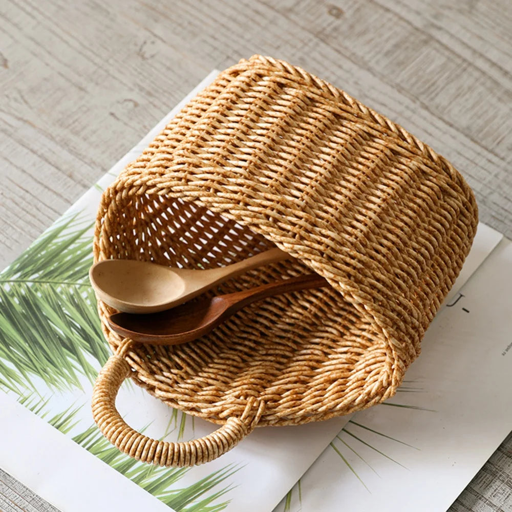 Hand-Woven Wicker Basket - Fruit & Home Organizer