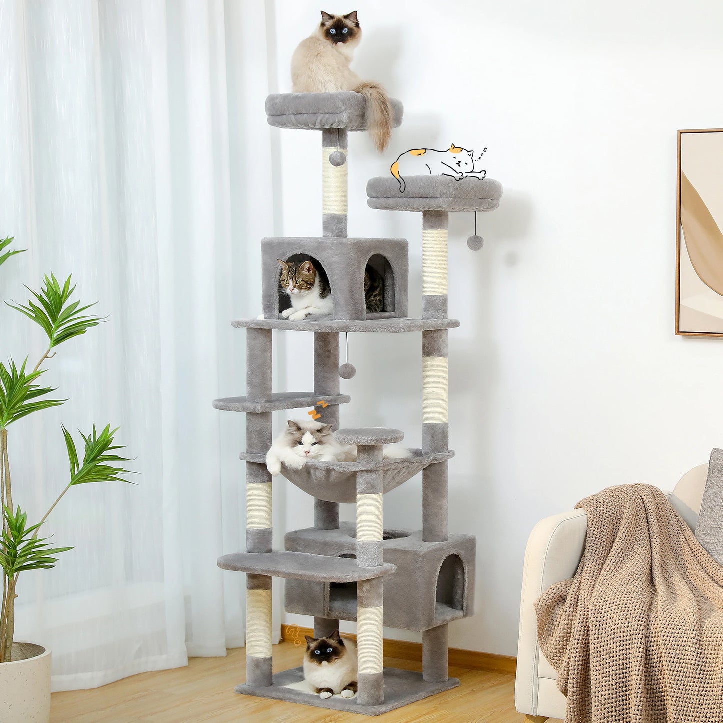 Luxury Cat Tree with Hammock & Scratcher